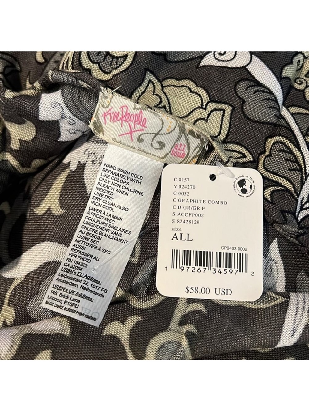 NWT, Free People Magic Dance Border, Graphite Combo Kimono - Picture 6 of 7